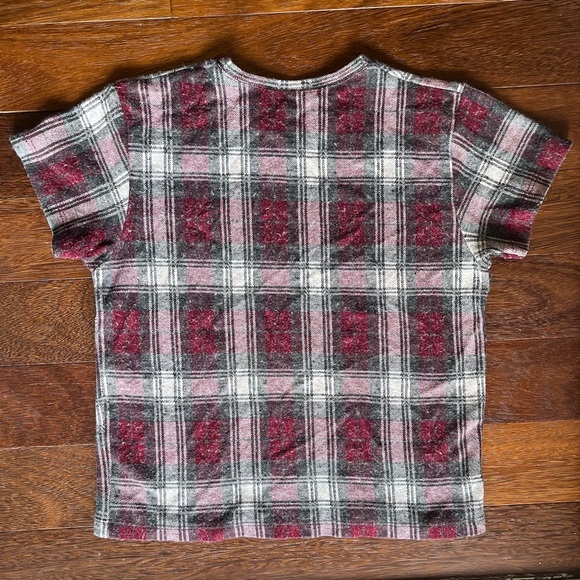 🌟2/$14🌟 Brandy Melville plaid textured grunge cropped t-shirt - Picture 7 of 8